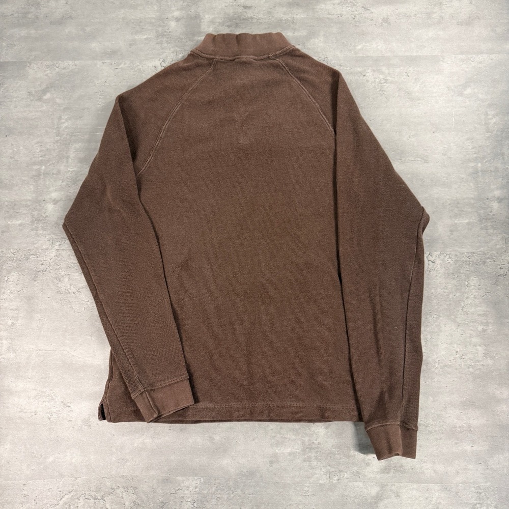 Carhartt 1/4 Zip Pullover Mens Medium Brown Waffle‎ Knit Workwear Sweater K346 - Picture 3 of 9